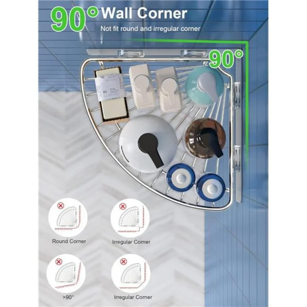 2-Pack Corner Shower Caddy, SUS304 Stainless Steel, Wall Mounted